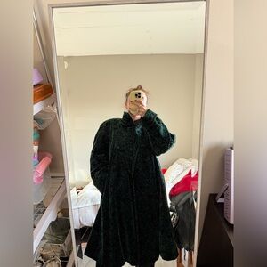 Elegant Green Faux Fur winter Coat